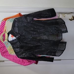 NWT LAPIS GIRL Button Front Sheer Stripe Top